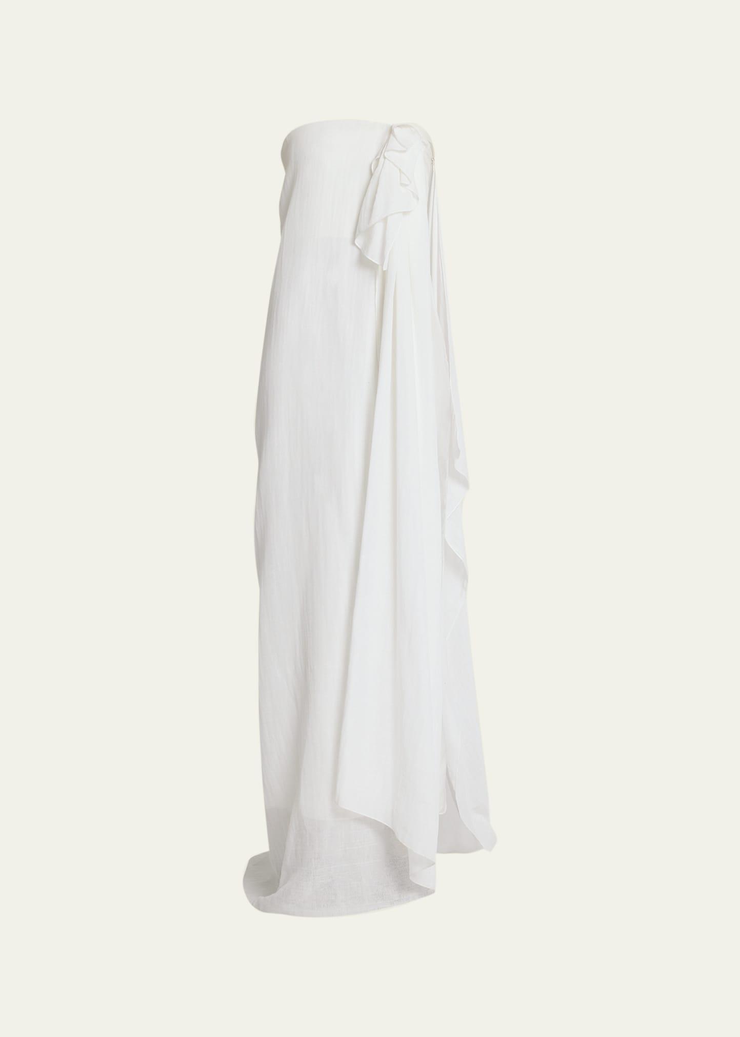 THE ROW Madleine Strapless Cascading-drape Gown In Ivory Product Image