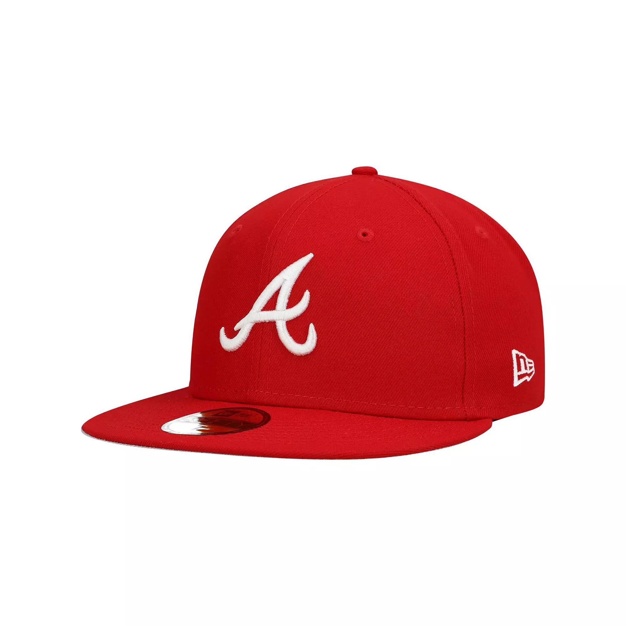 Men's New Era Red Atlanta Braves White Logo 59FIFTY Fitted Hat,  Product Image