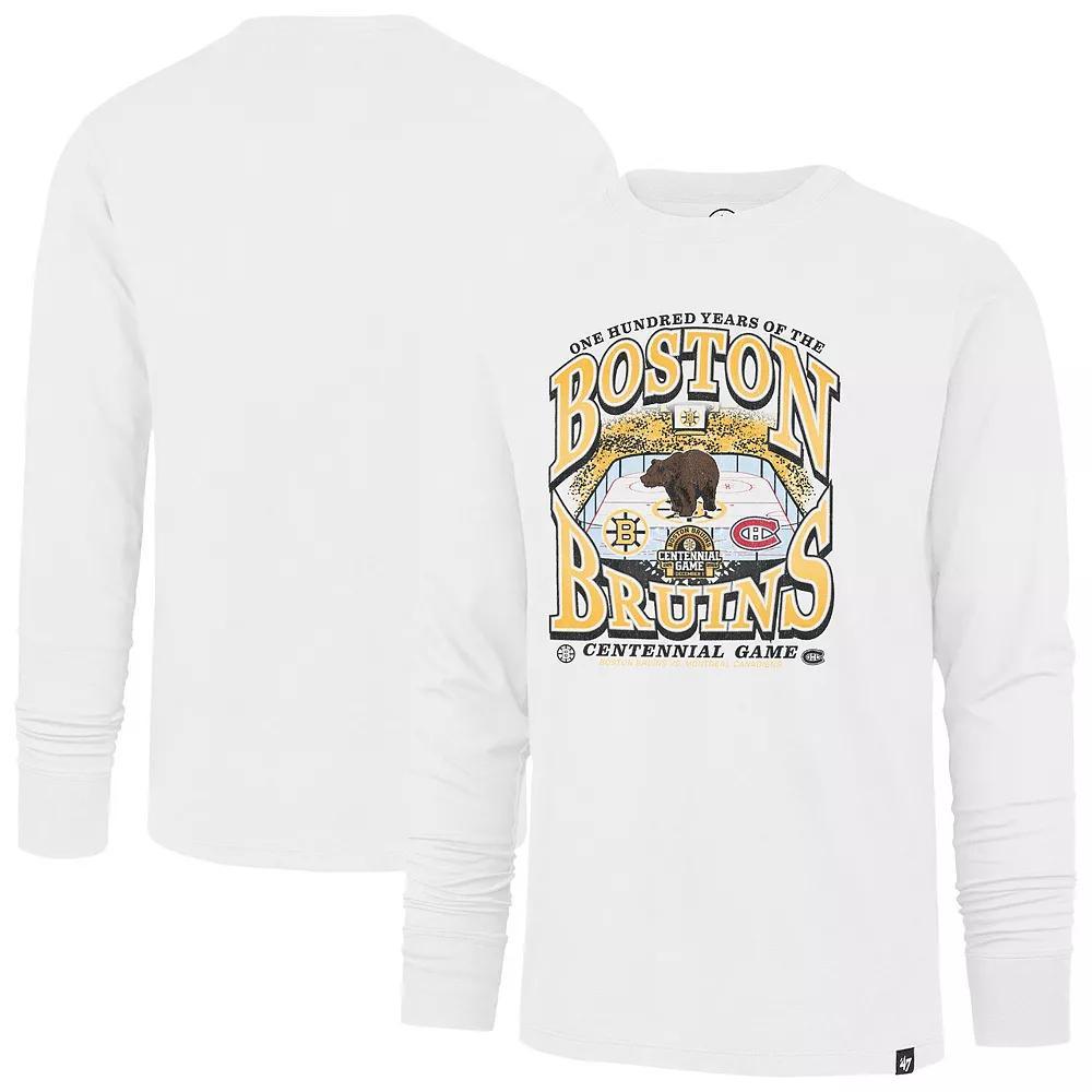 Men's '47  White Boston Bruins Centennial Game Long Sleeve T-Shirt, Size: Large Product Image