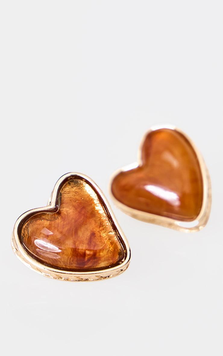 Amber Jewel Heart Set Stud Earrings Product Image