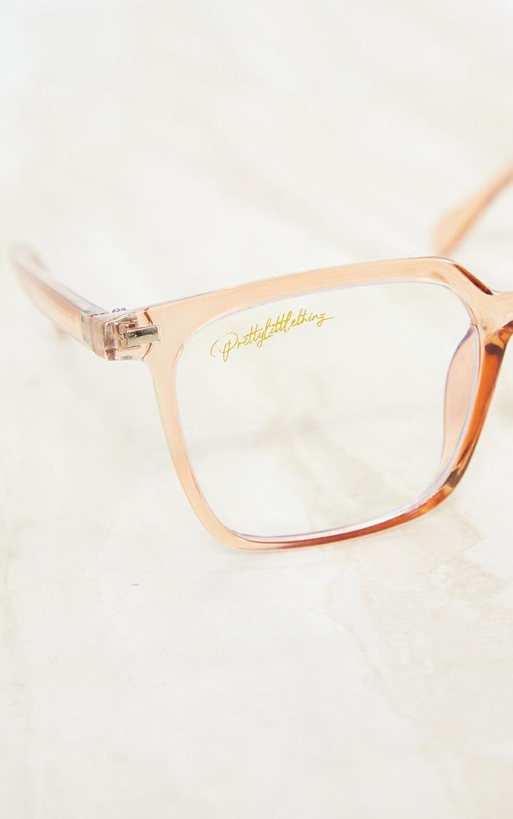 PRETTYLITTLETHING Peach Square Frame Blue Light Readers Product Image