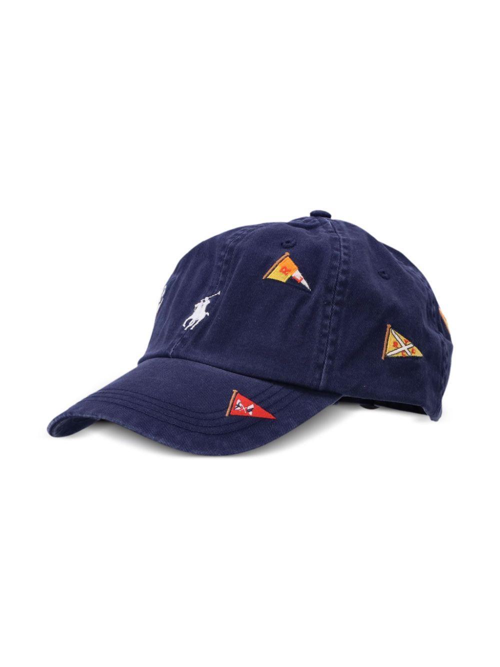 Nautical-embroidered Baseball Cap In Blue Product Image