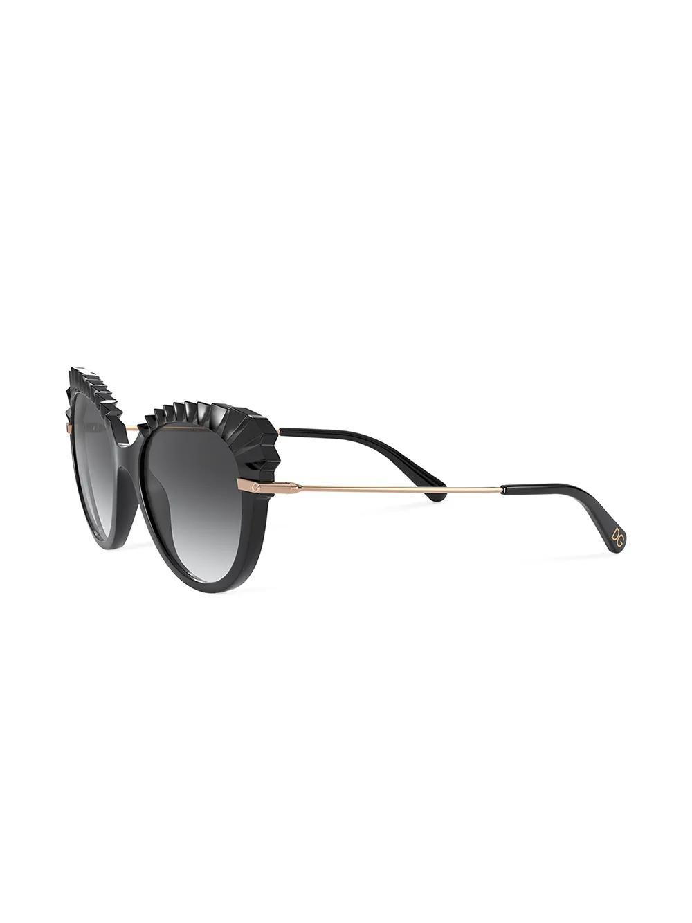 DOLCE & GABBANA Plissé Cat-eye Sunglasses In Black Product Image