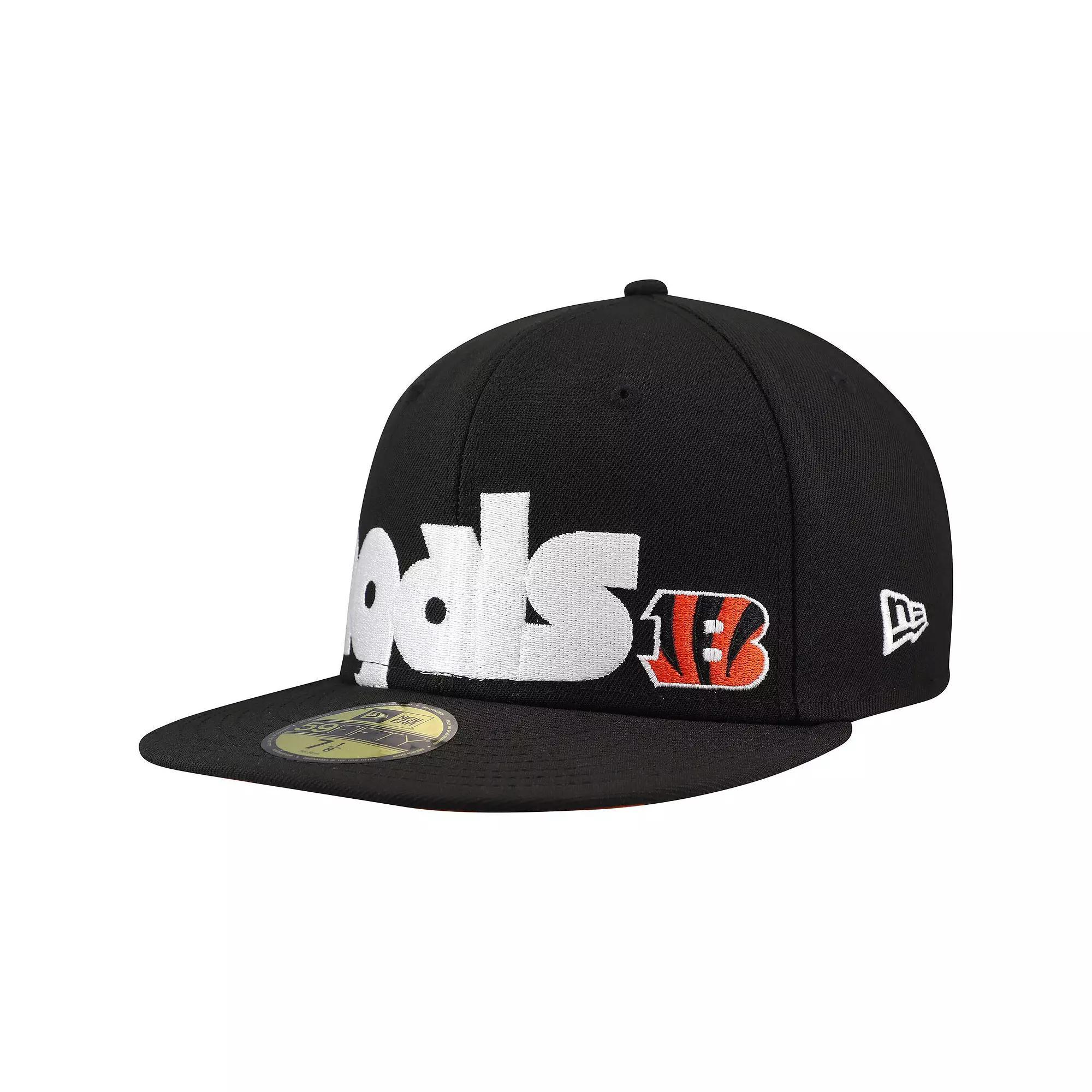 Men's New Era Black Cincinnati Bengals Checkered Undervisor 59FIFTY Fitted Hat,  Product Image