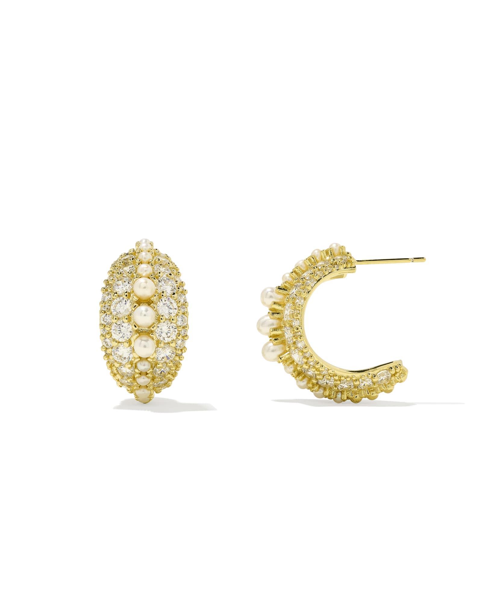 Krista Gold Hoop Earrings in Red Mix Product Image