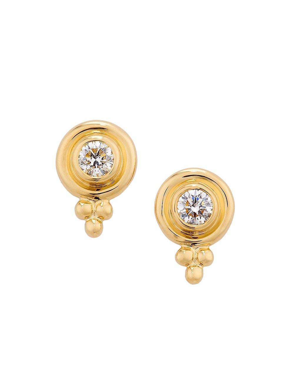 Womens Classic 18K Yellow Gold & 0.2 TCW Diamond Stud Earrings Product Image