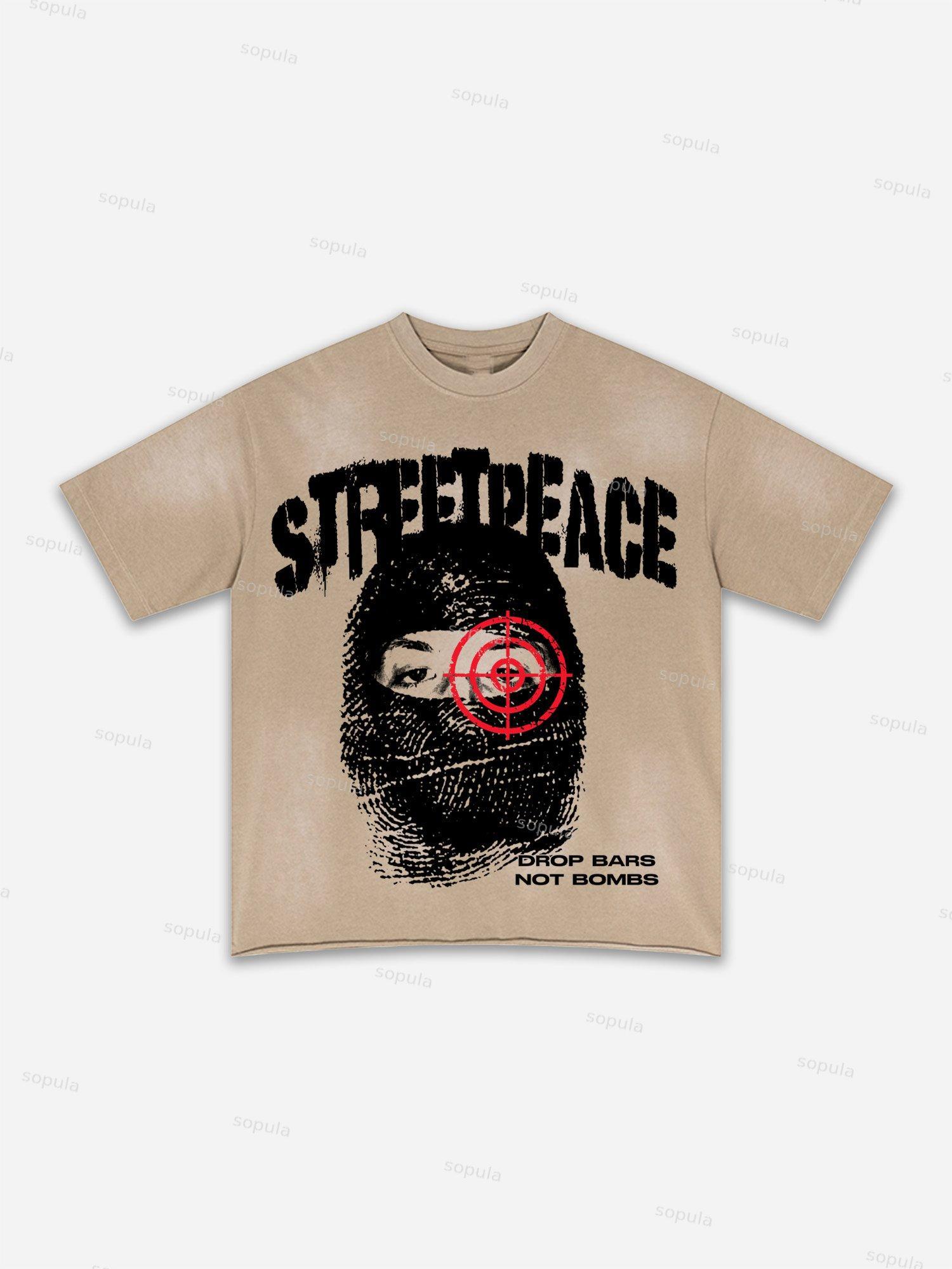 Authentic Abstract Portrait Print Washed T-shirt Product Image