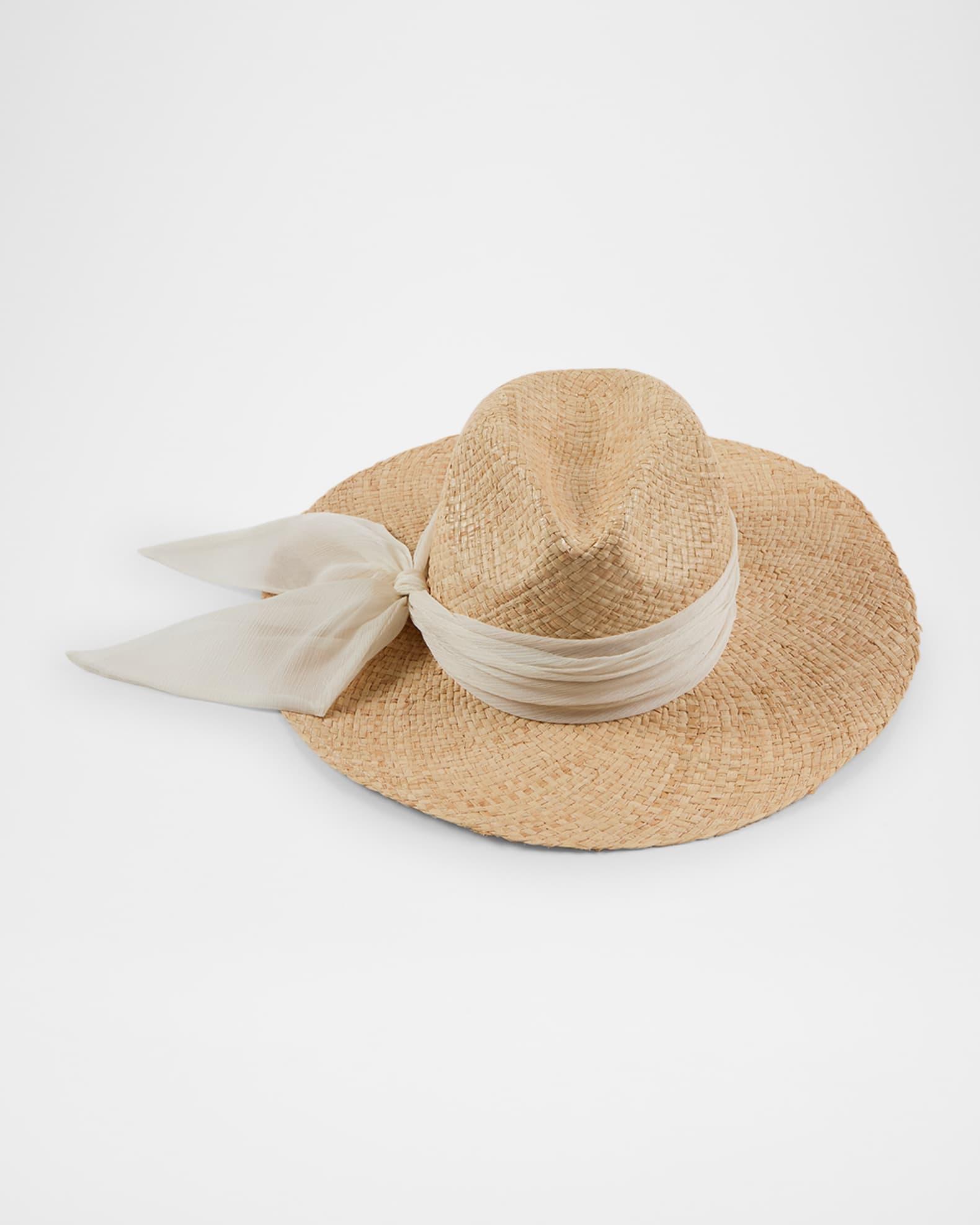 Emmanuelle Raffia Wide-Brim Fedora Product Image