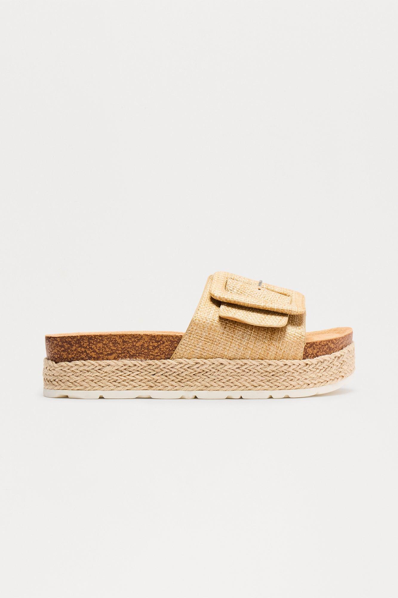 Beachcomber Raffia Buckle Sandals - Natural Product Image