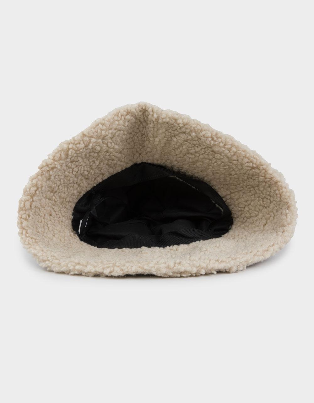 Faux Leather Sherpa Fur Womens Bucket Hat Product Image