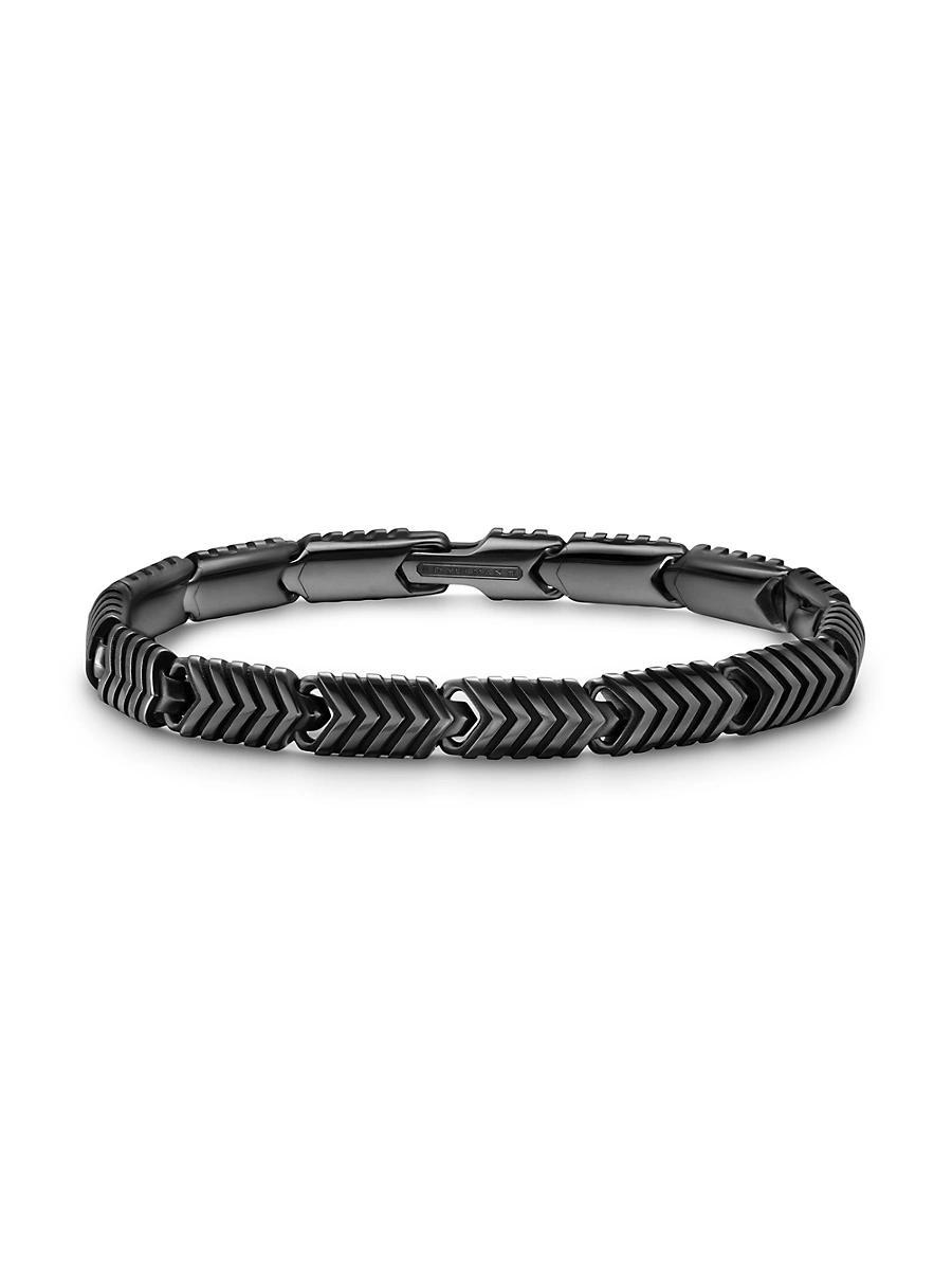 Mens Chevron Link Bracelet in Black Titanium, 7.6MM Product Image