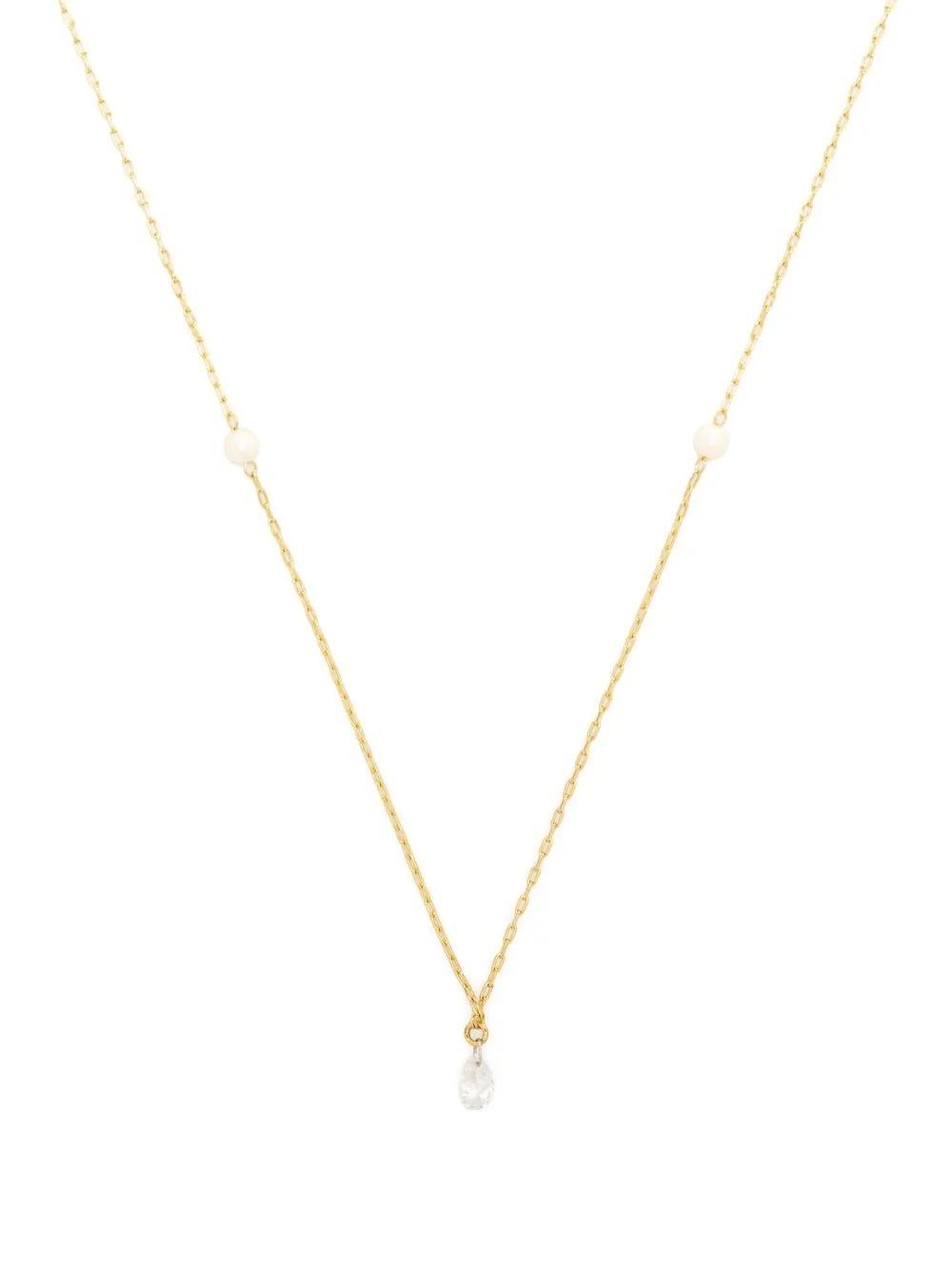 MIZUKI 14kt Yellow Gold Akoya Pearl Diamond Drop Necklace Product Image