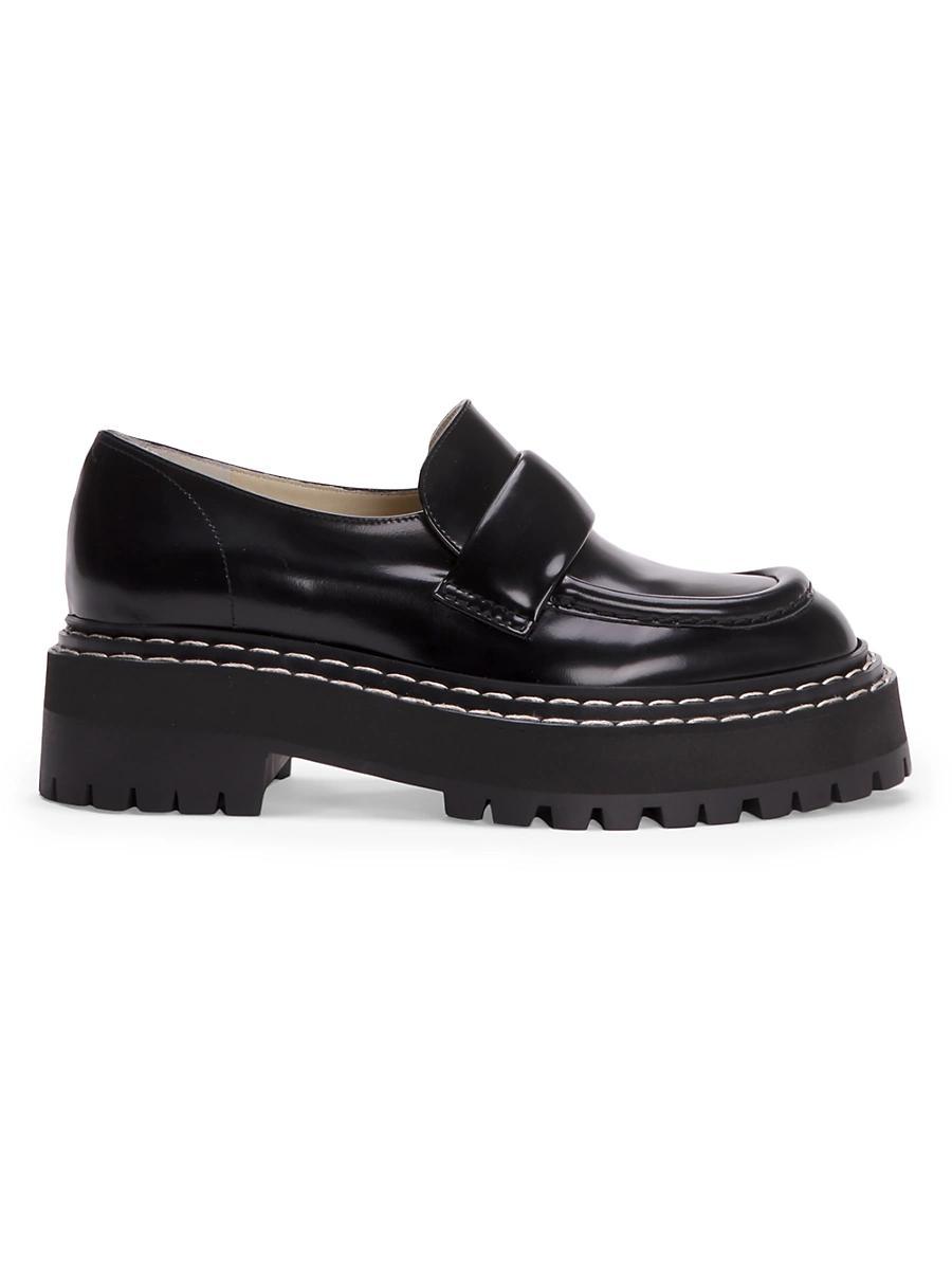 Womens Leather Lug-Sole Platform Loafers Product Image