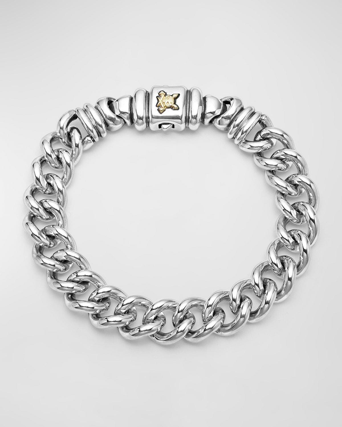 Lagos Mens 18K Yellow Gold & Sterling Silver Anthem Krunch Crest Curb Link Bracelet - Exclusive Product Image