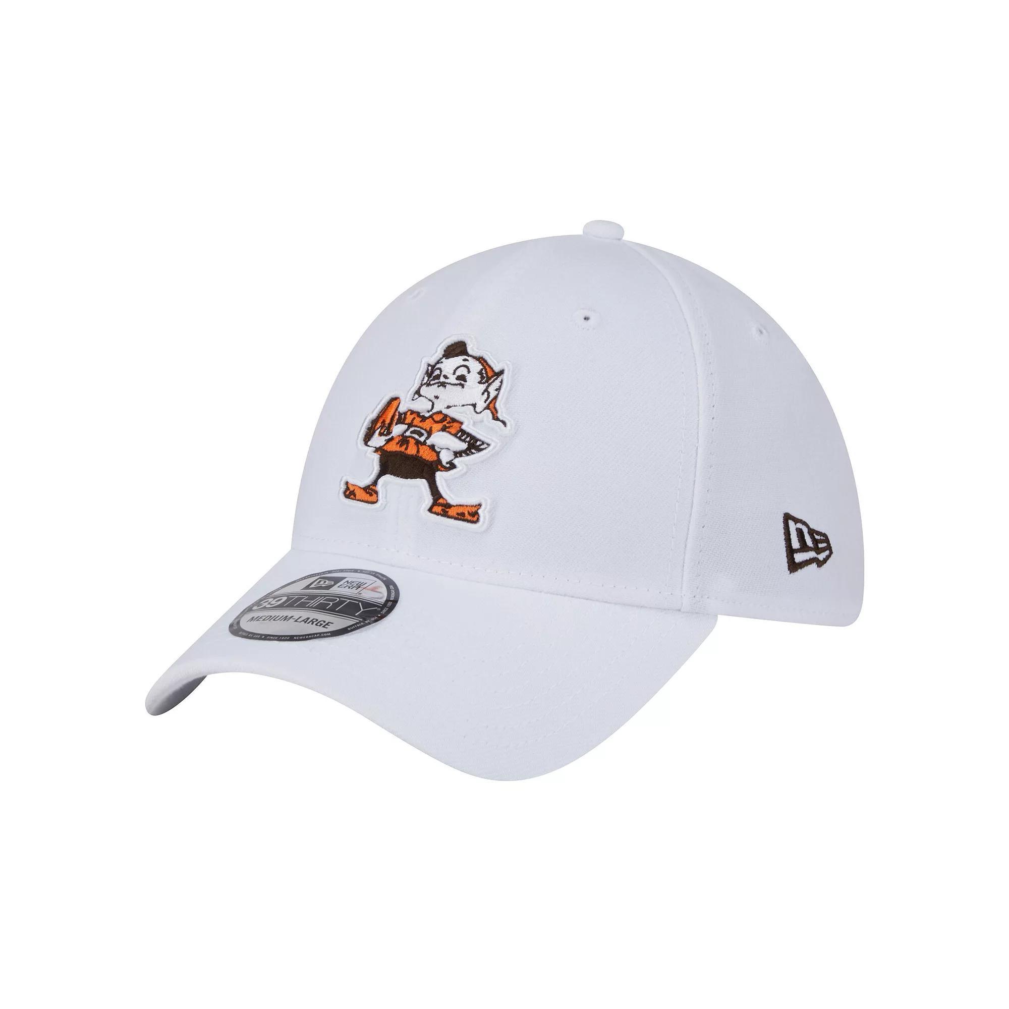 Men's New Era White Cleveland Browns Throwback 39THIRTY Flex Hat,  Product Image