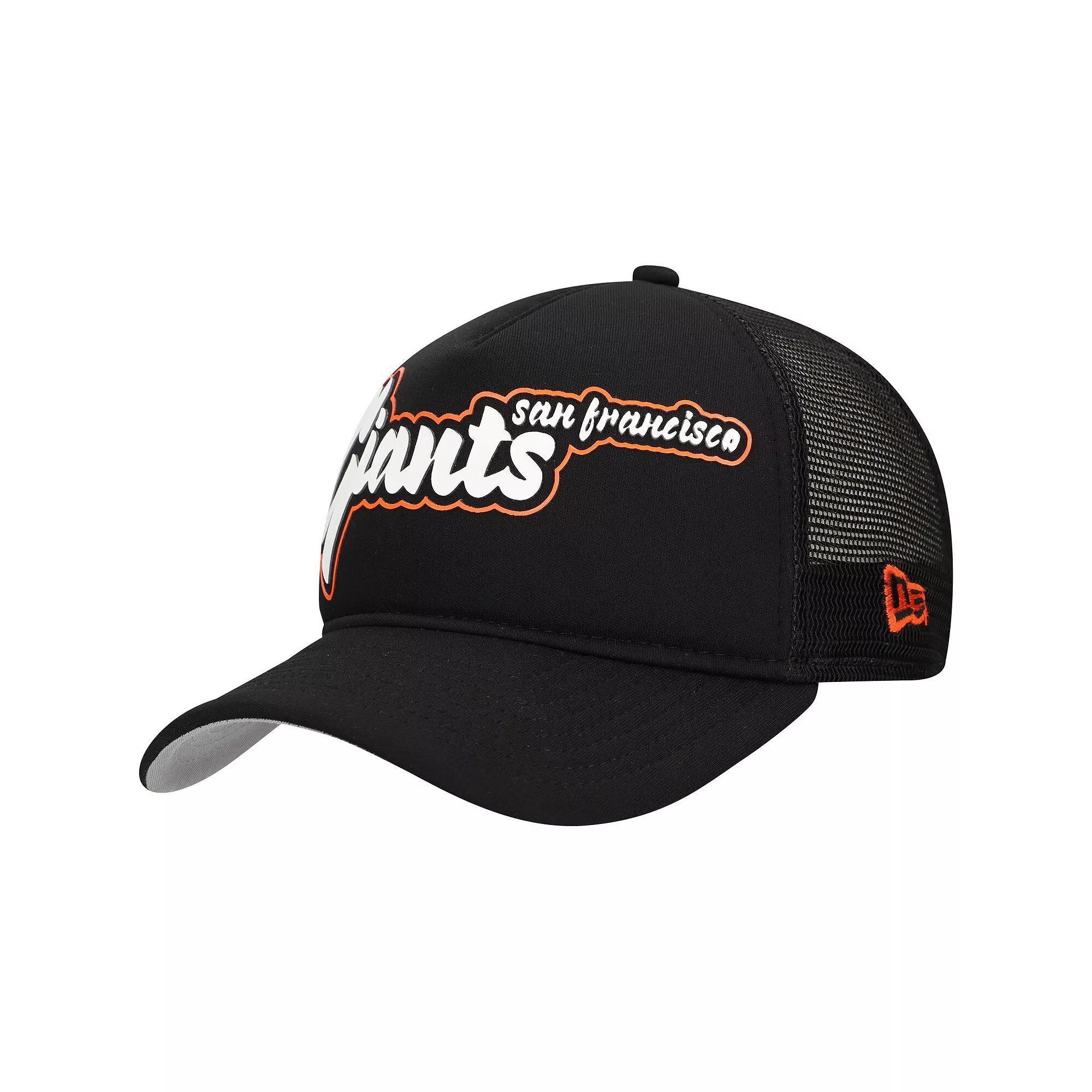 Men's New Era Black San Francisco Giants Retro Bold A-Frame Trucker 9FORTY Adjustable Hat Product Image