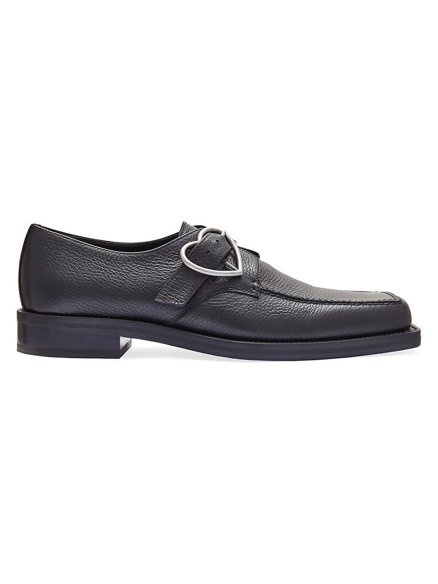 Mens Square-Toe Buckle Leather Loafers Product Image