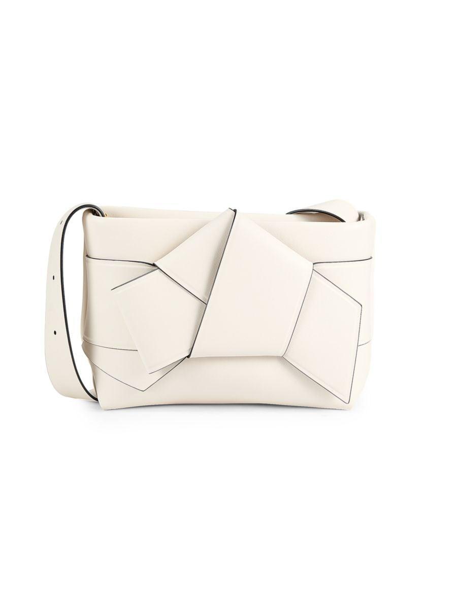 ACNE STUDIOS Women's Musubi Knotted Leather Shoulder Bag In White Black Product Image