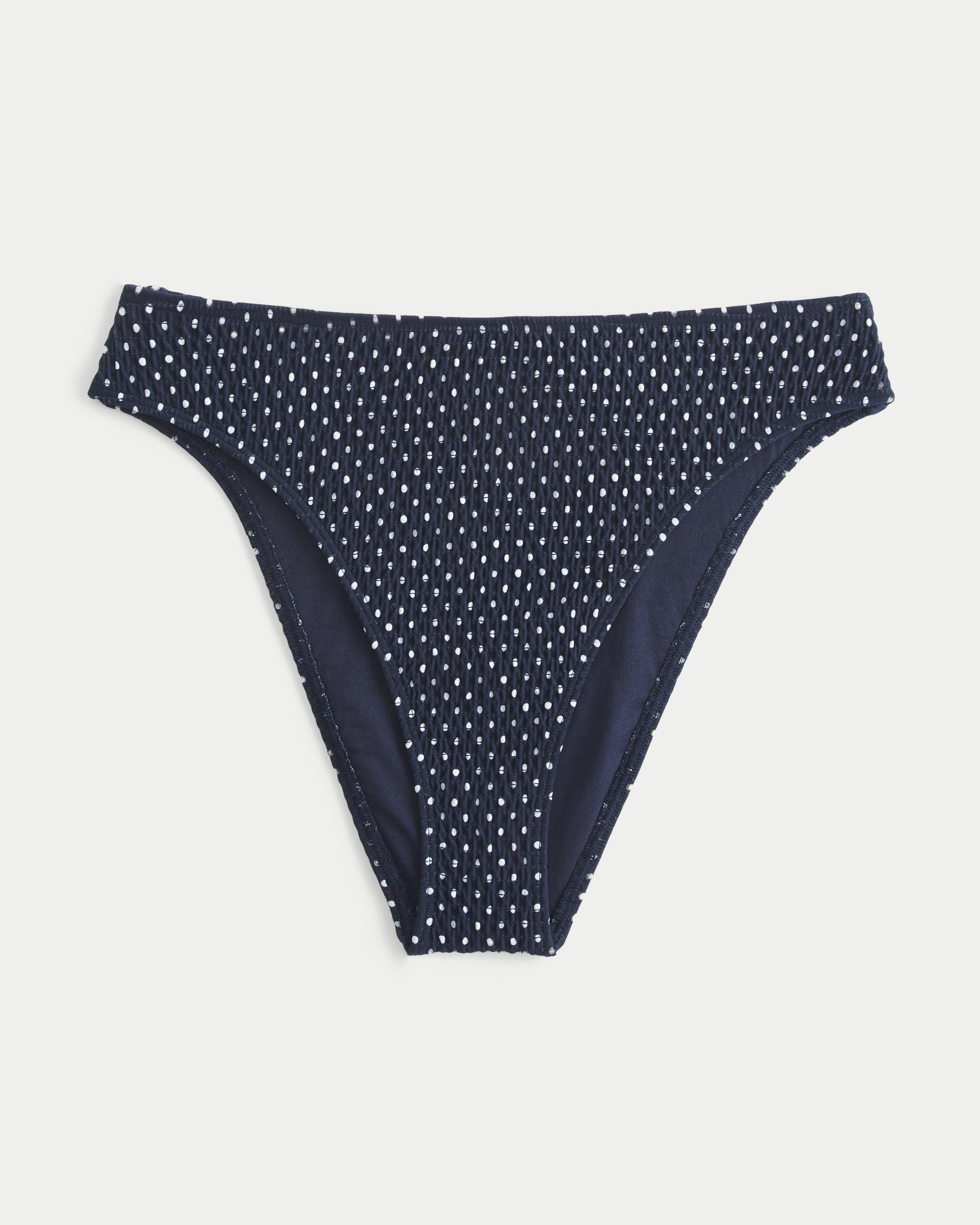 Curvy High-Leg Smocked Cheeky Bikini Bottom Product Image