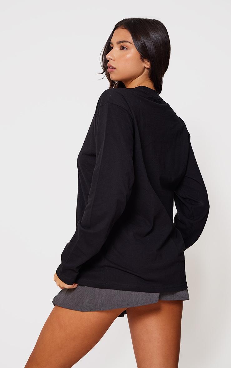 Cotton Black Oversized Long Sleeve T-Shirt Product Image
