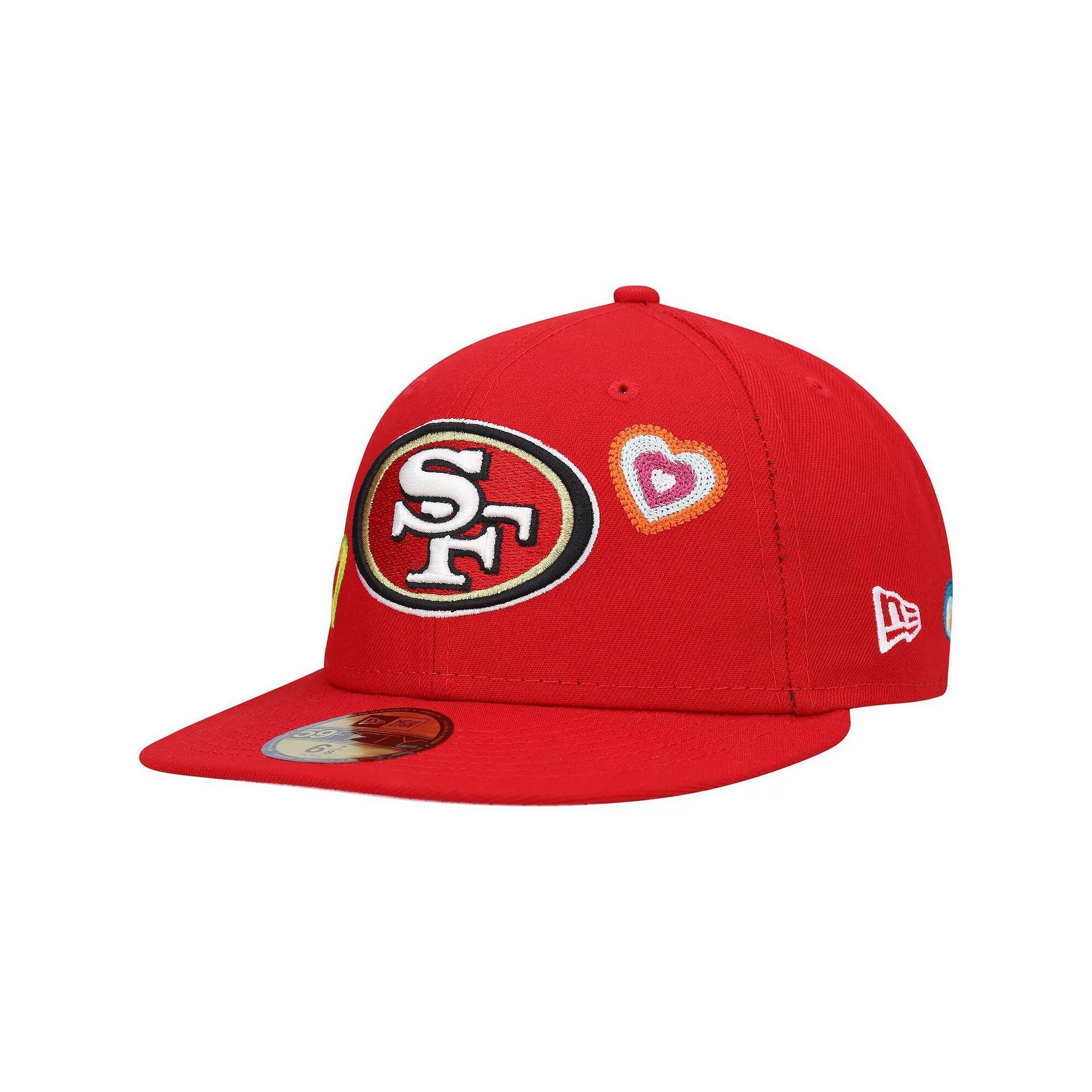 Men's New Era Scarlet San Francisco 49ers Chain Stitch Heart 59FIFTY Fitted Hat, Size: 7 5/8, Red Product Image
