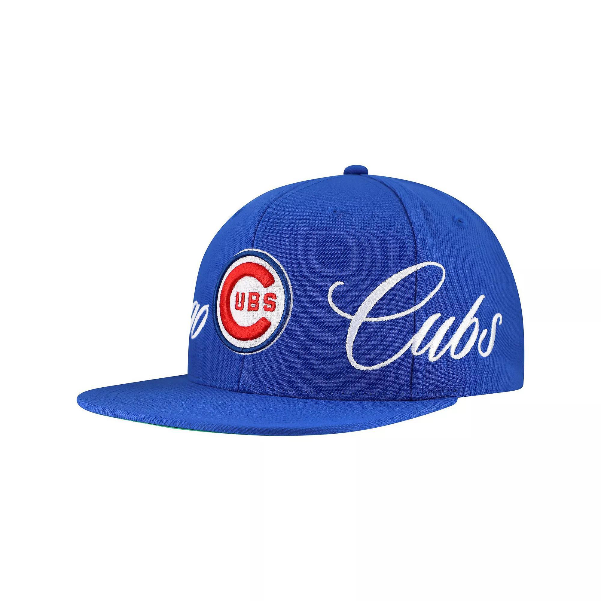 Men's Mitchell & Ness Royal Chicago Cubs Just Don x MLB Lux Script Snapback Hat, Blue Product Image
