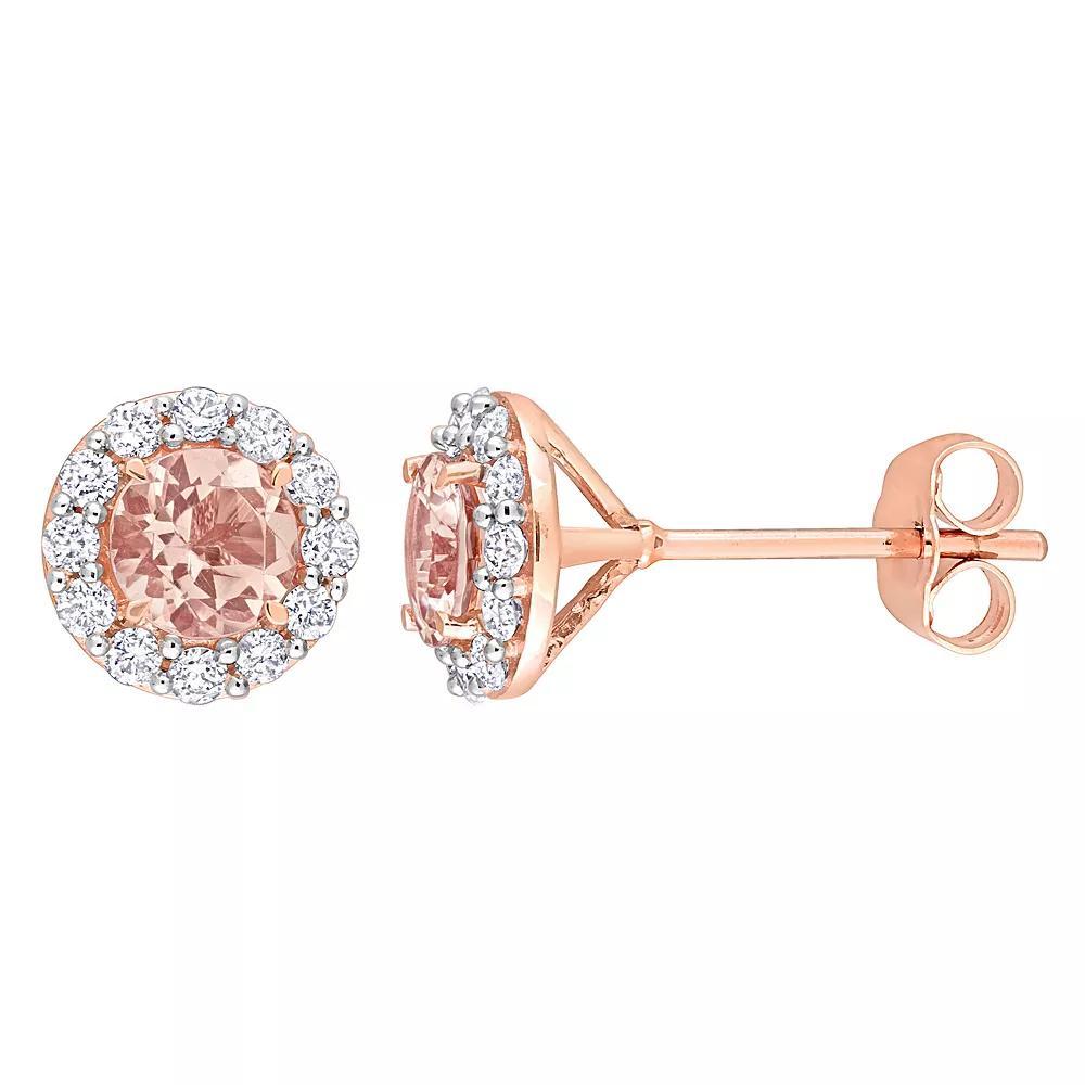 Stella Grace 10K Rose Gold Morganite & 3/8 Carat T.W. Diamond Stud Earrings, Womens, 10k Rsgold Product Image