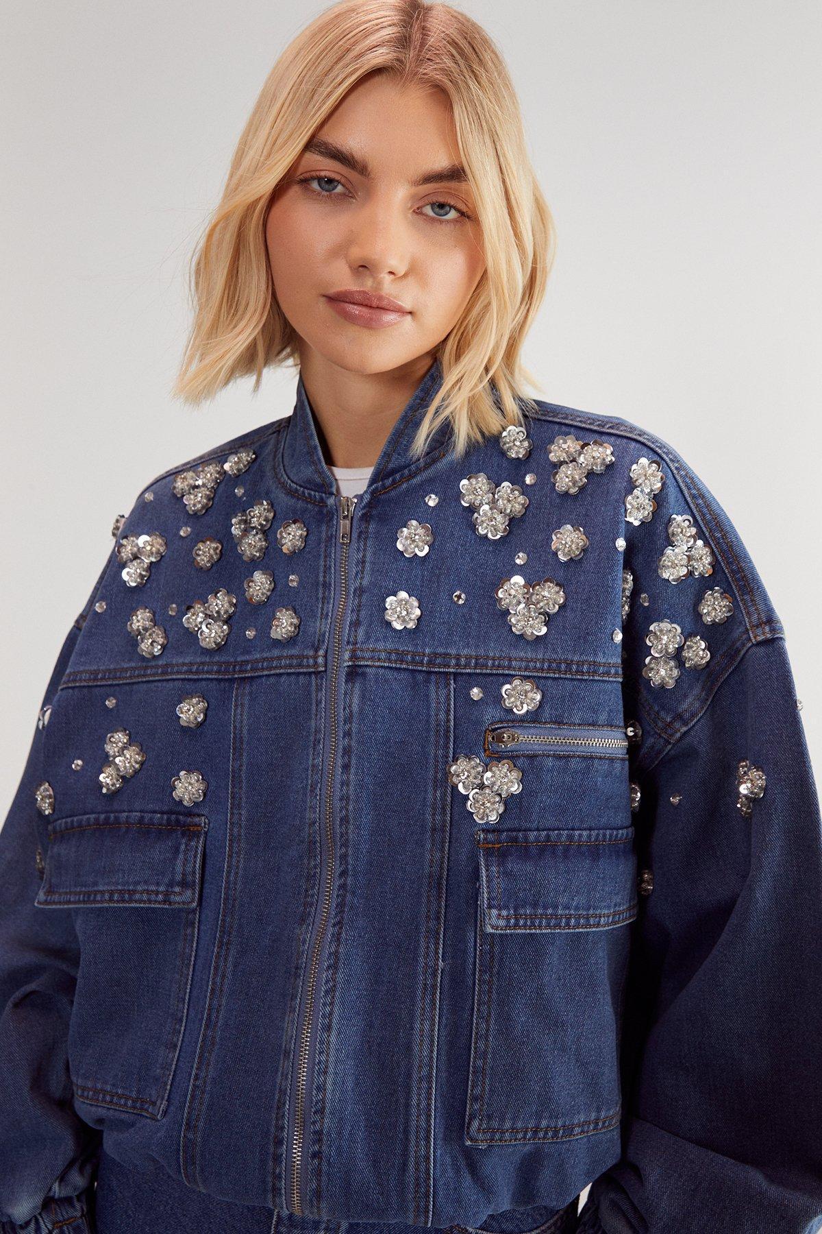 Embellished Flower Applique Jacket Product Image