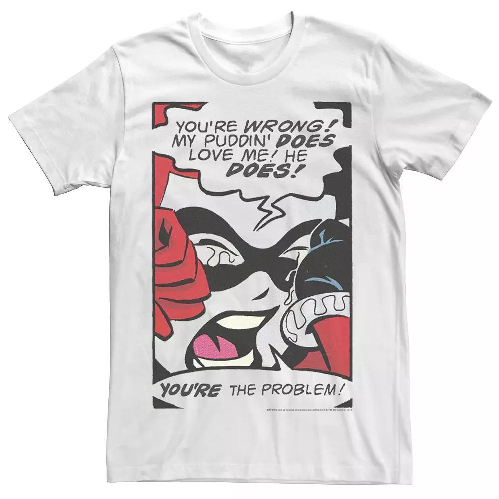 Men's Batman Harley Quinn Retro Comic Poster Tee, Size: XXL, White Product Image