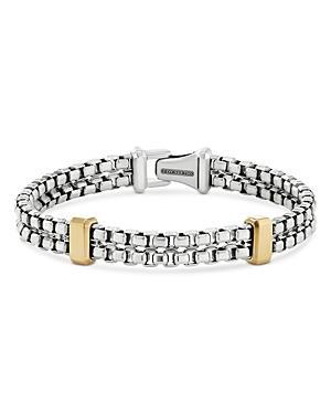 Mens Double Box Chain Bracelet with 18K Yellow Gold Product Image