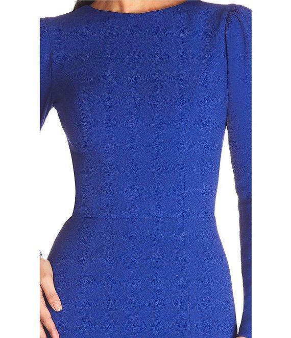 Dress the Population Nadia Long Puffed Shoulder Sleeve High Neck Sheath Dress Product Image
