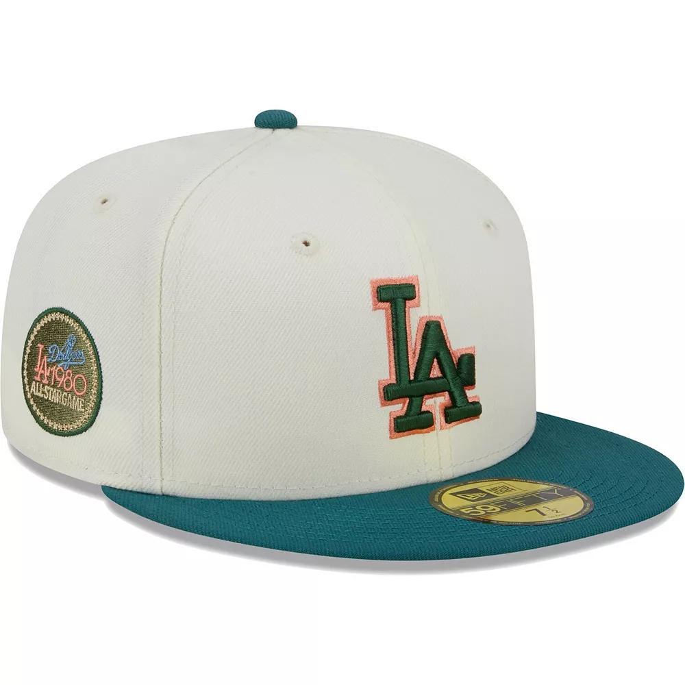 Men's New Era Cream Los Angeles Dodgers Chrome Evergreen 59FIFTY Fitted Hat,  Product Image