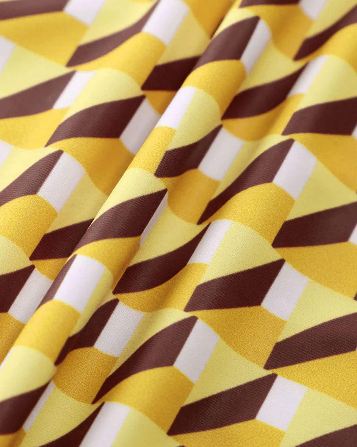 Yellow Geometric Strapless Bikini Sets Product Image