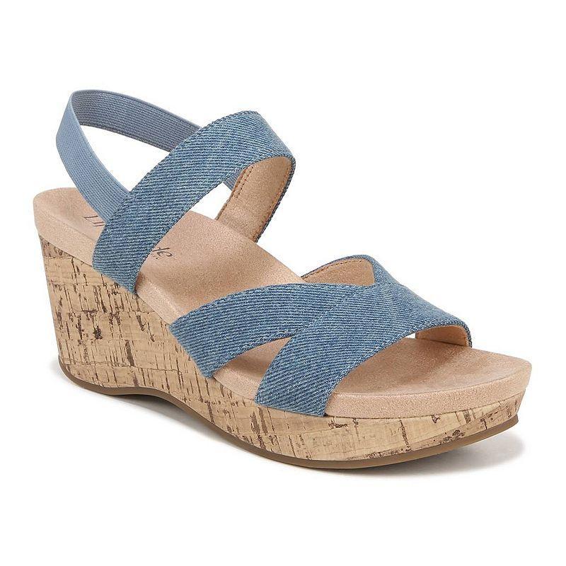 LifeStride Danita Womens Wedge Sandals Blue Product Image