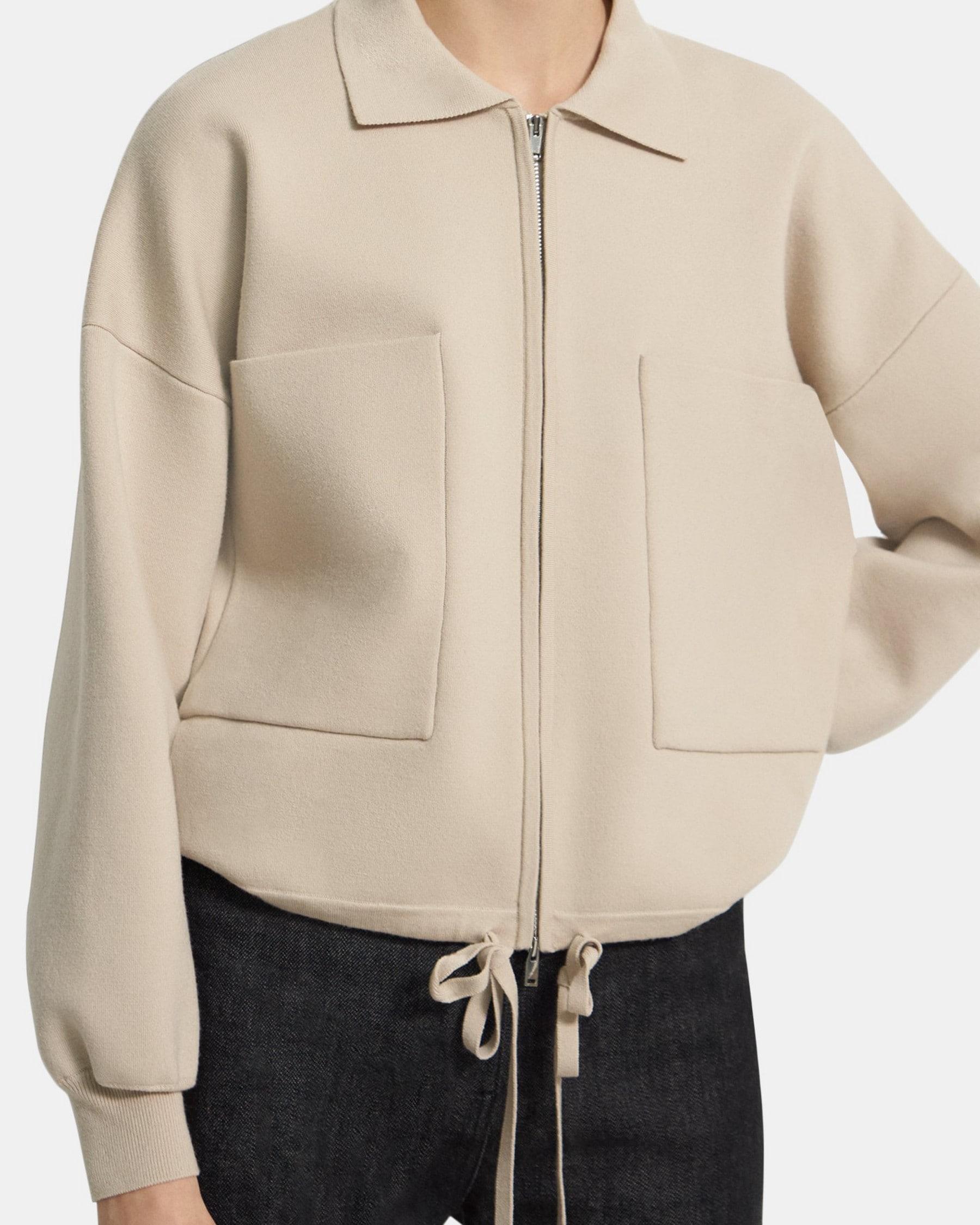 Cropped Zip Jacket in Fine Merino Wool Product Image