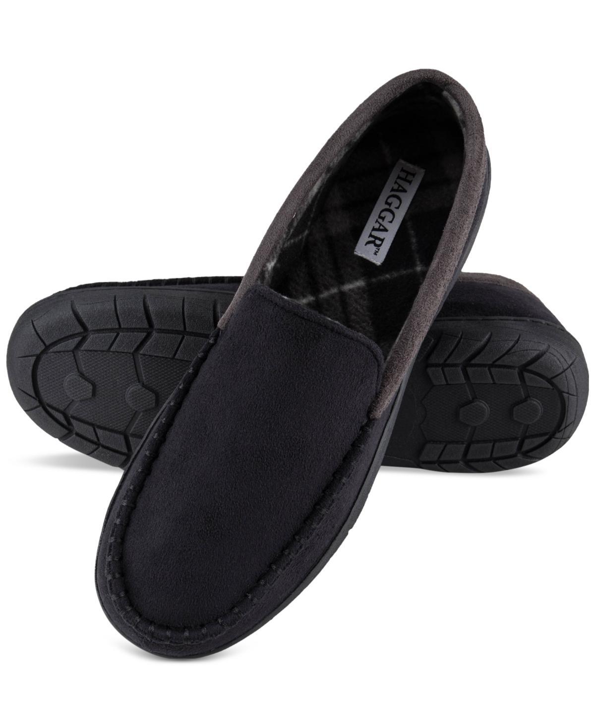 Haggar Mens Indoor/Outdoor Microsuede Venetian Slipper with Plaid Fleece Lining Product Image