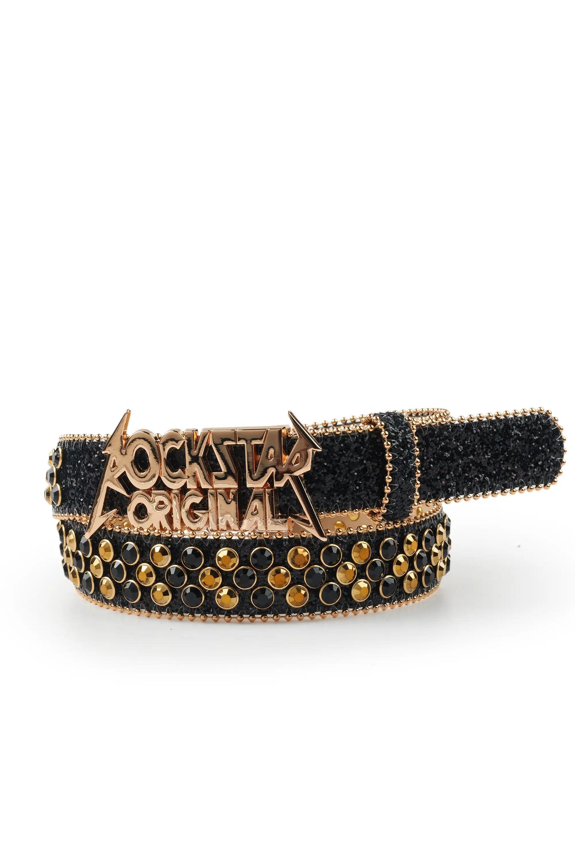 Silas Black/Gold Rockstar Logo Belt Male Product Image