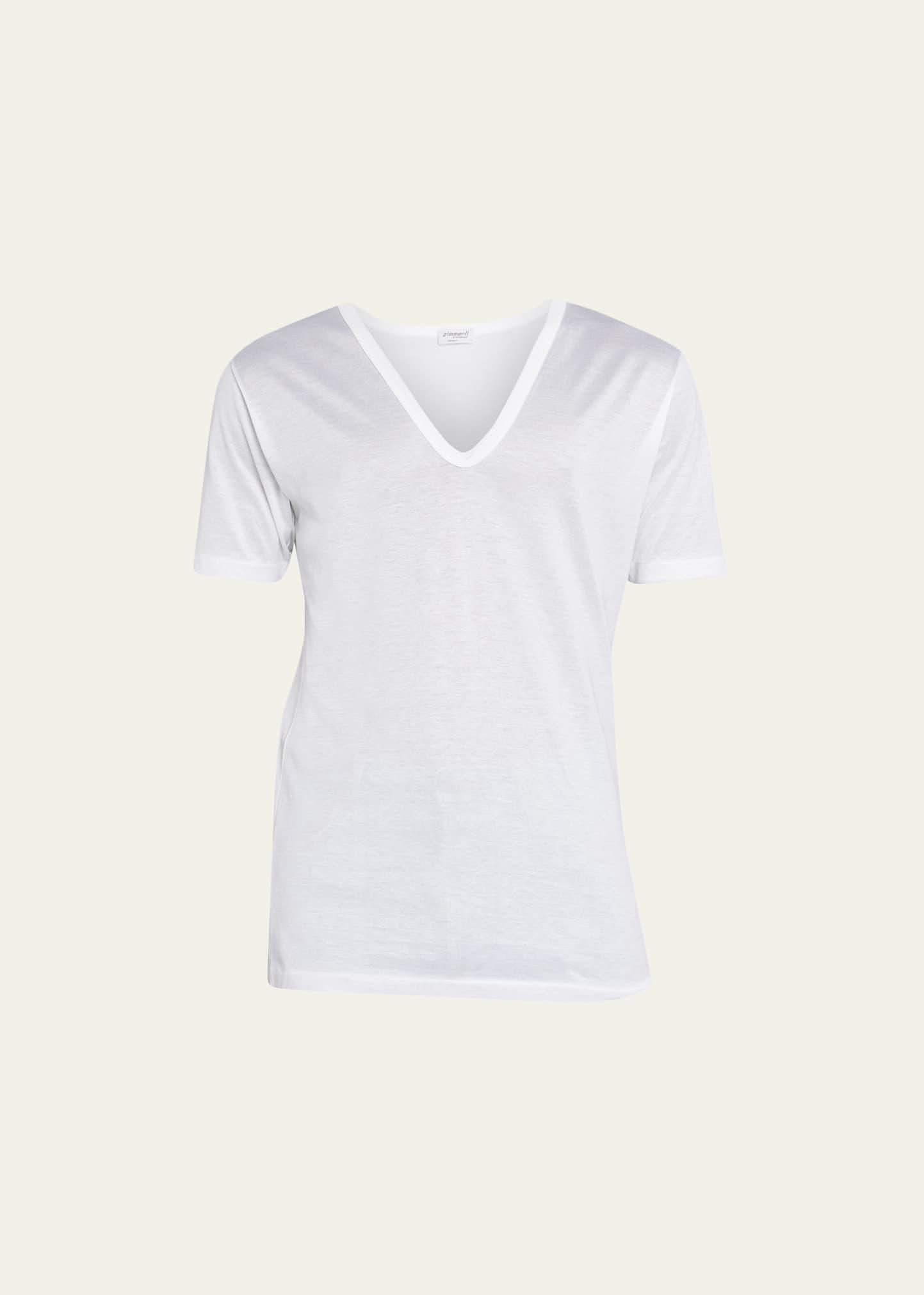 Mens Royal Cotton Deep V-Neck T-Shirt Product Image