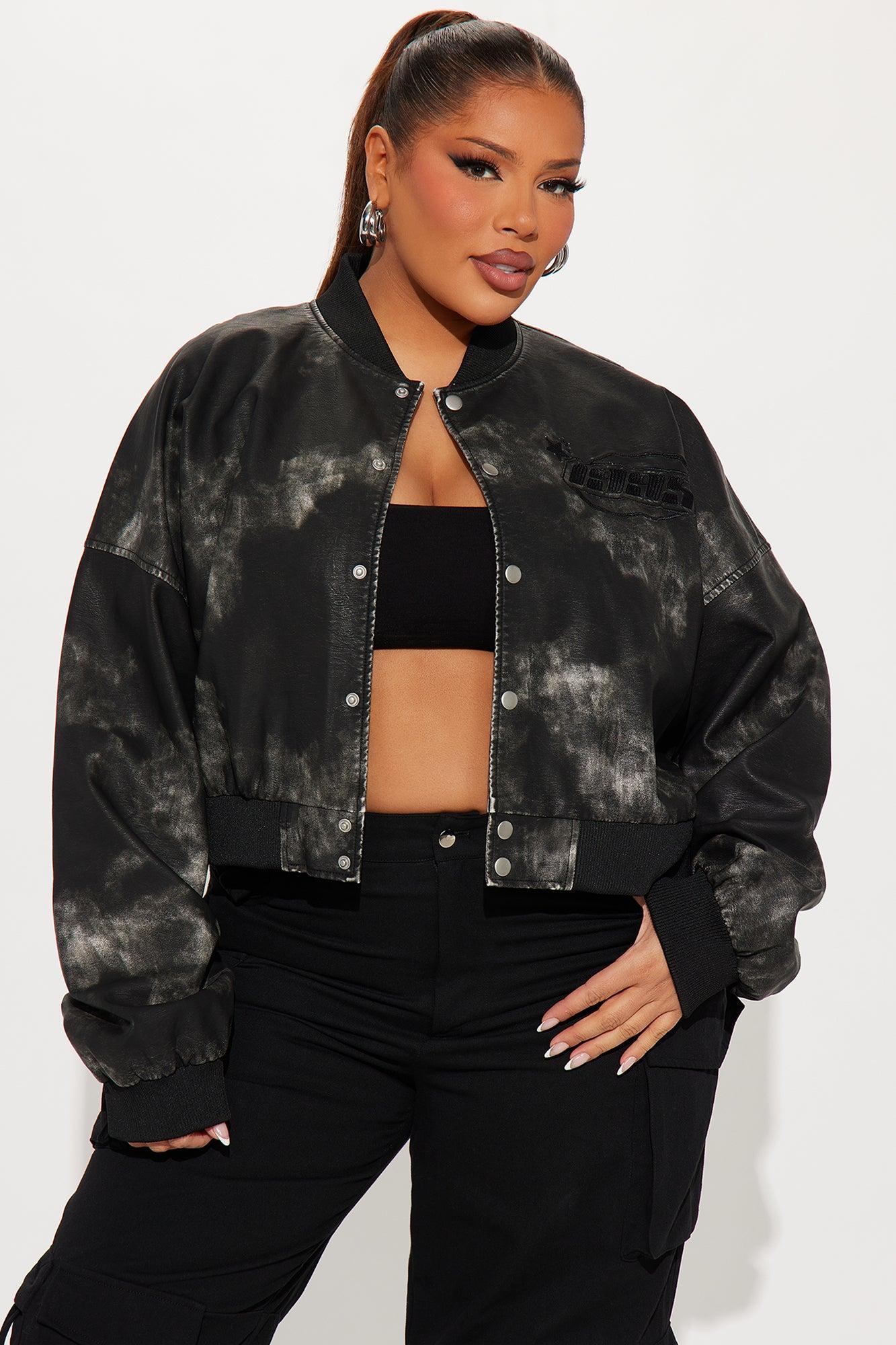 NYC Washed Faux Leather Jacket - Black Product Image
