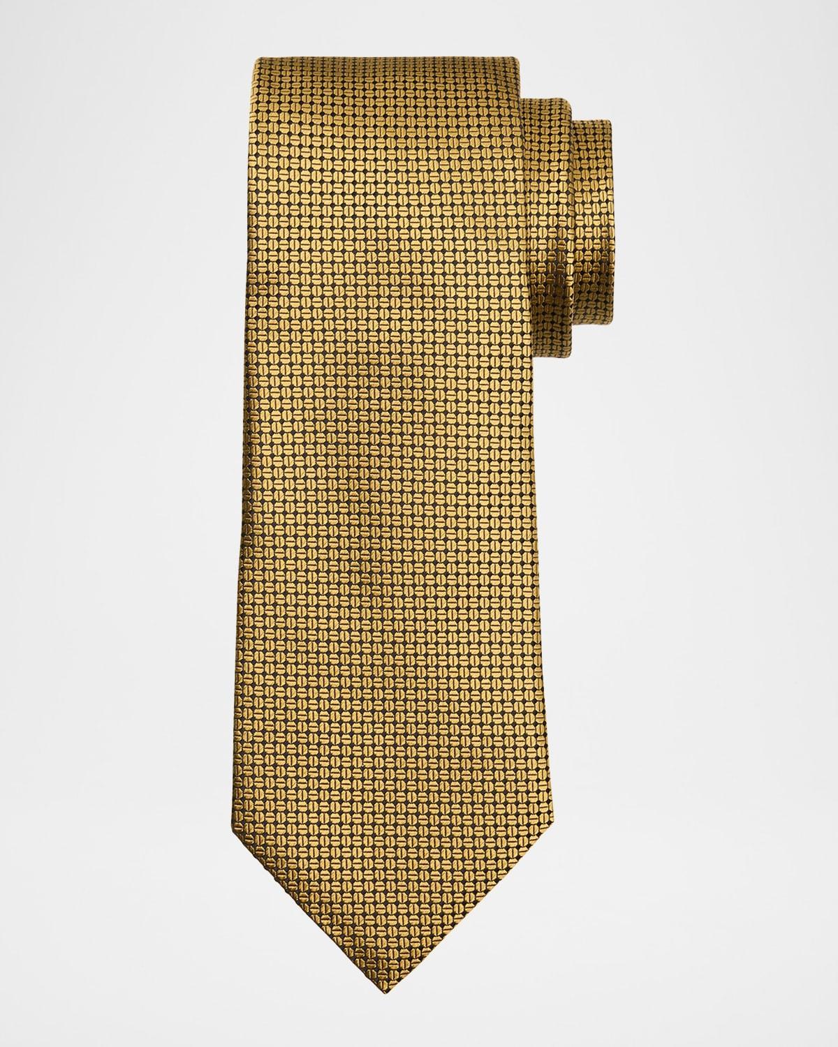 Mens Micro-Geometric Jacquard Silk Tie Product Image