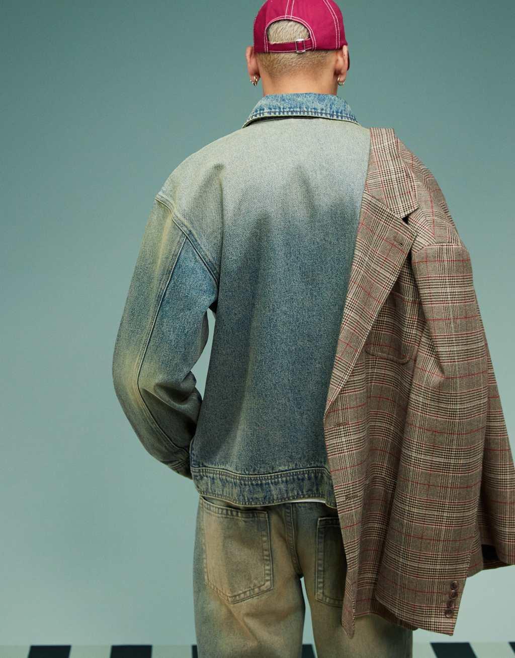 ASOS DESIGN harrington jacket with tint in mid wash blue - part of a set Product Image