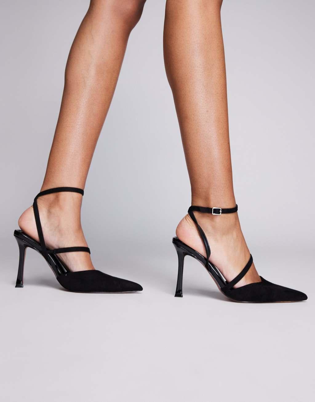 ASOS DESIGN Wide Fit Present high heel shoes in black Product Image