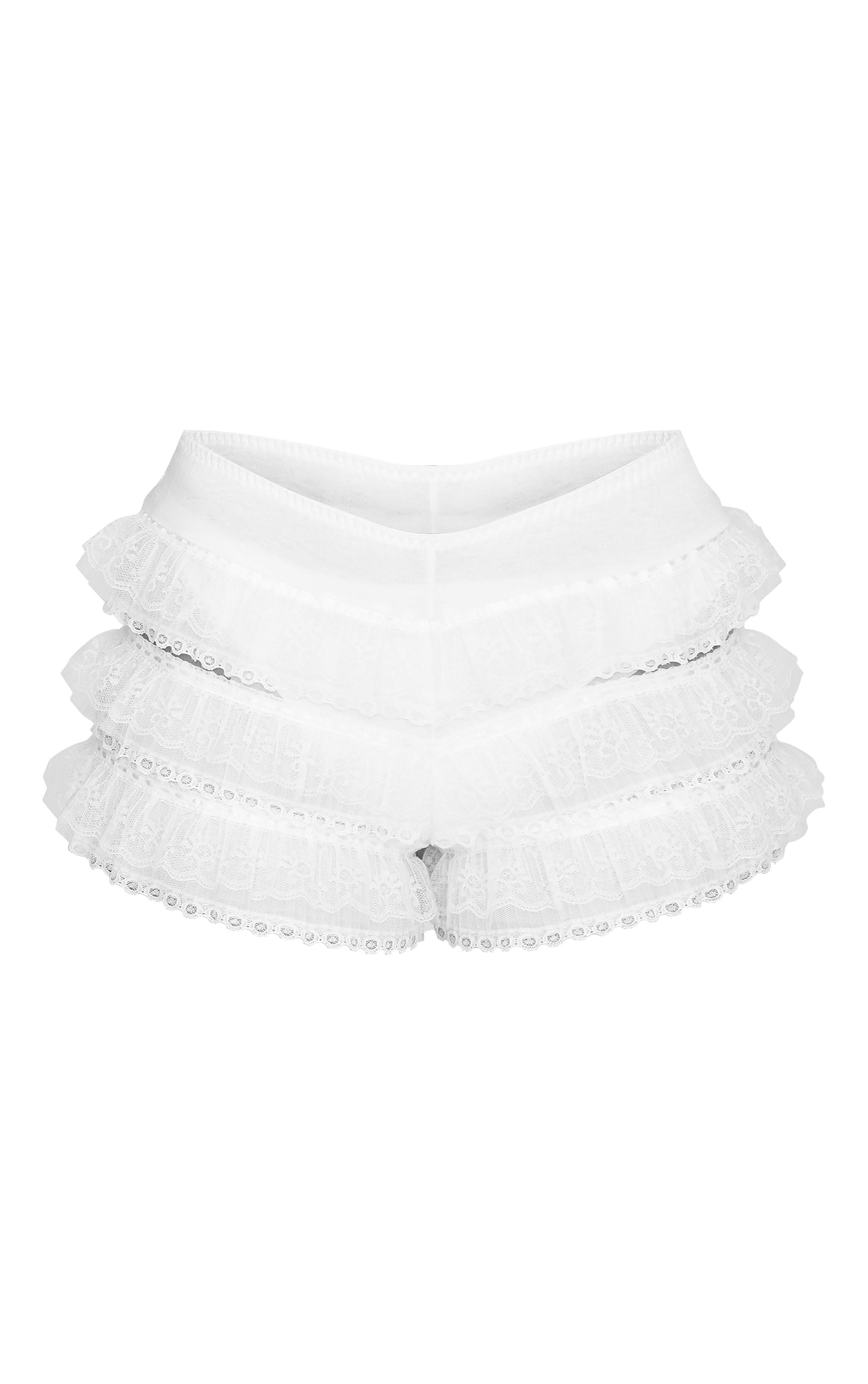 White Lace Frill Bloomer Panties Shorts Product Image