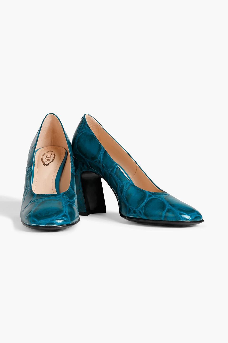 TOD'S Croc-effect Leather Pumps In Blue Product Image