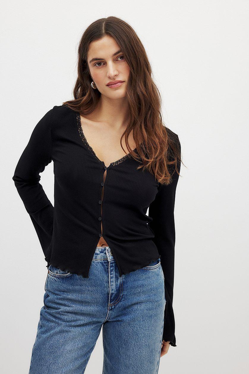 Lace Detail Rib Top Product Image