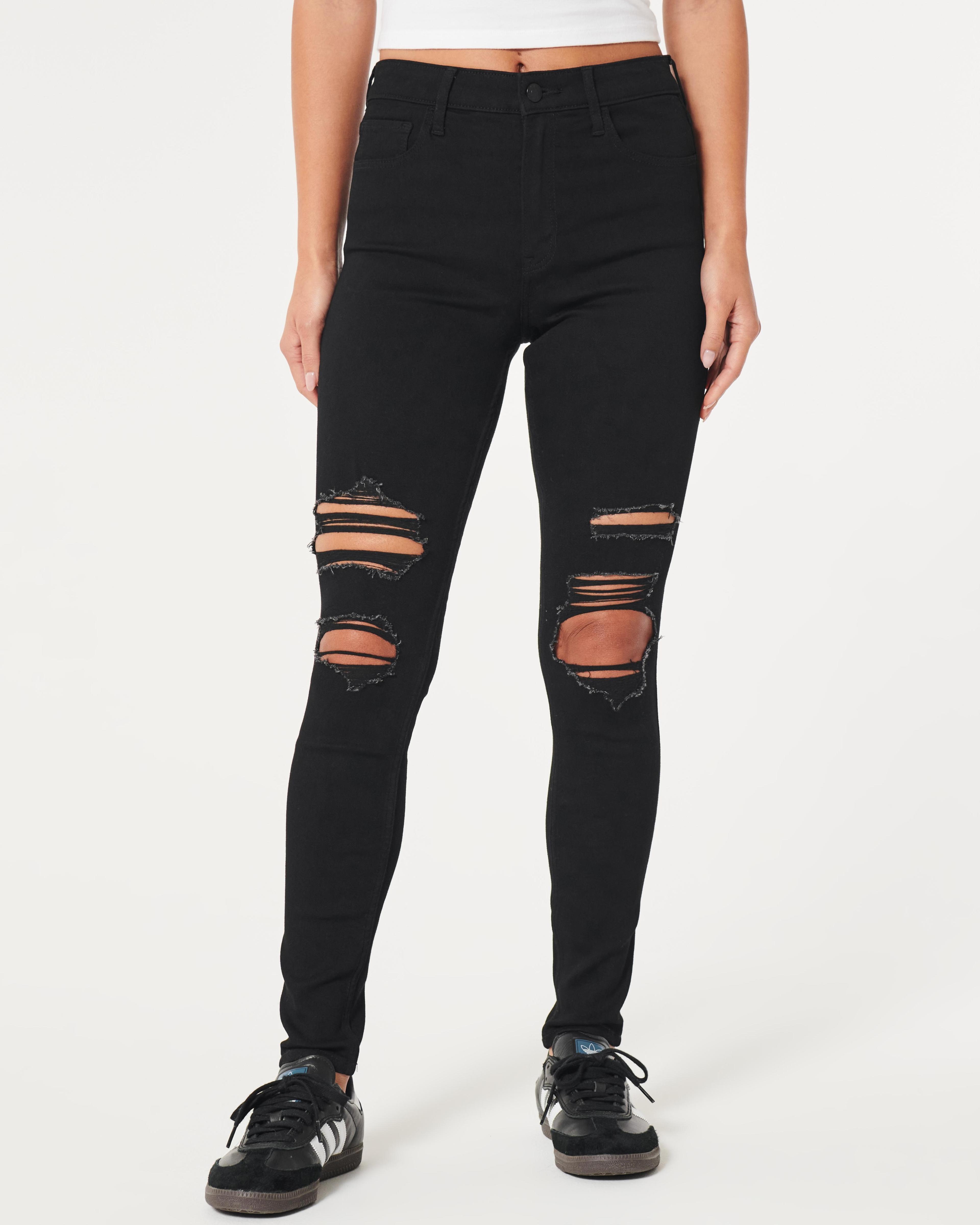 High-Rise Ripped Black Super Skinny Jeans Product Image