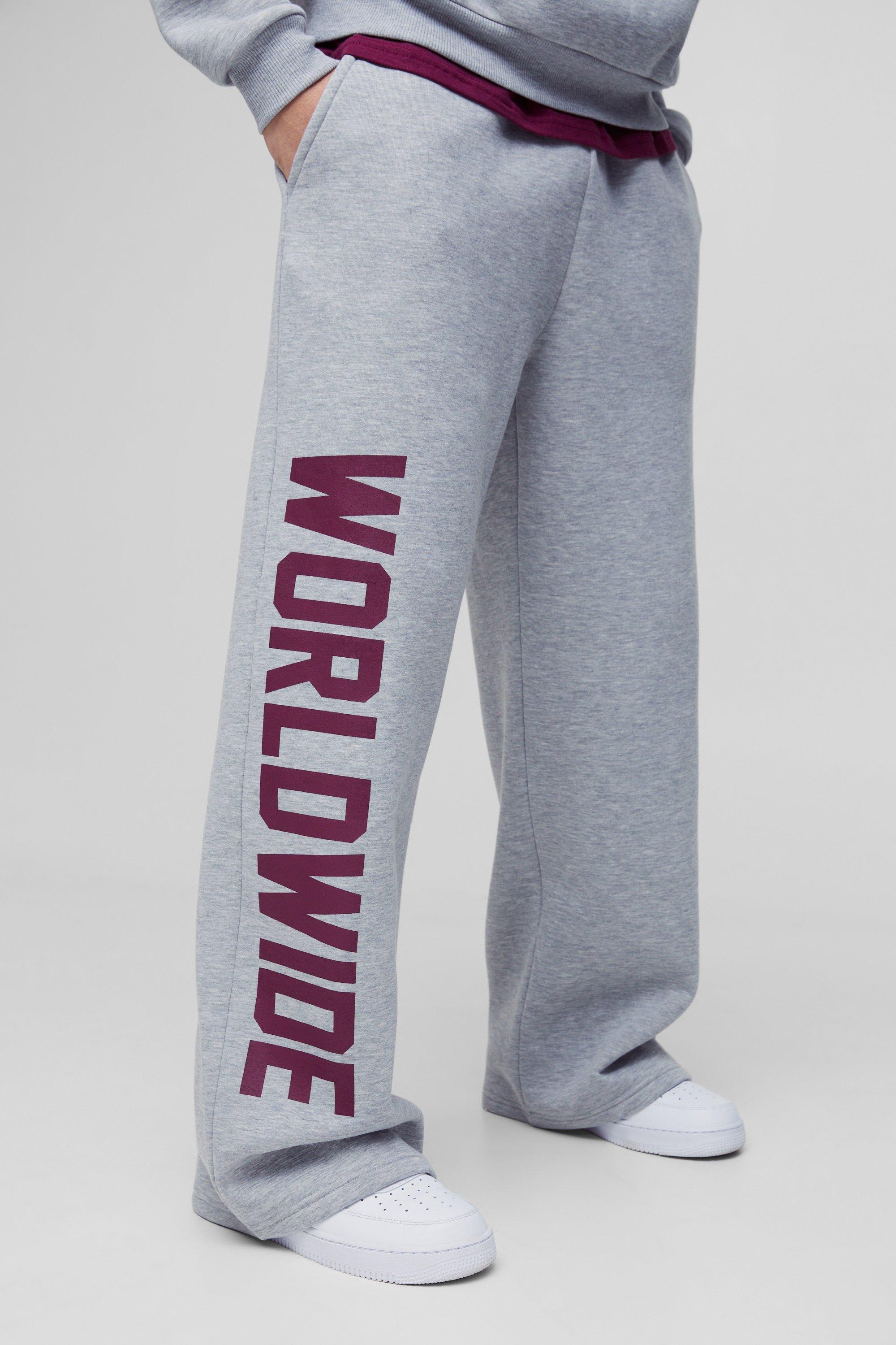 Wide Leg Worldwide Print Sweatpants | boohooMAN USA Product Image