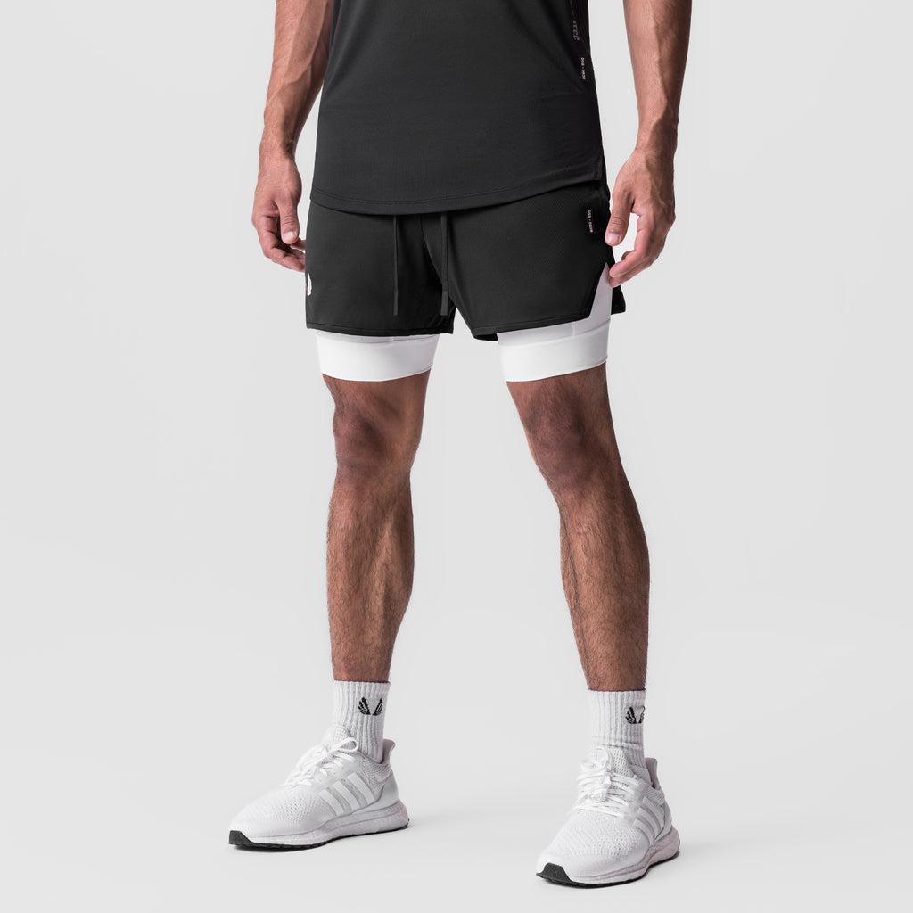 0828. Silver-Lite™ 5" Liner Short - Black "Wings"/White Product Image