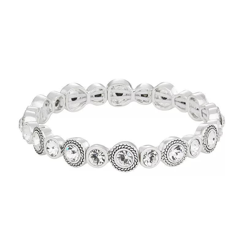 Napier Silver Tone Simulated Crystal Stretch Bracelet, Women's, Clear Product Image