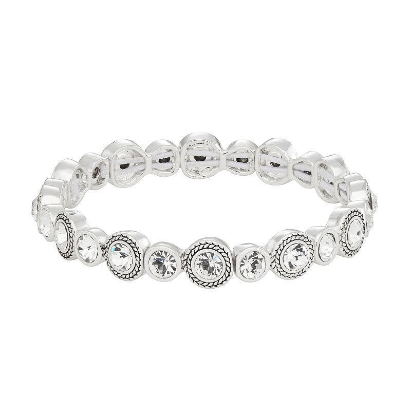 Napier Silver Tone Simulated Crystal Stretch Bracelet, Women's, Clear Product Image